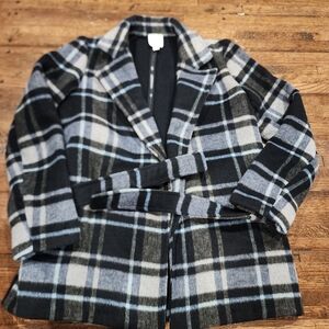 Joie Black and Gray Plaid Jacket